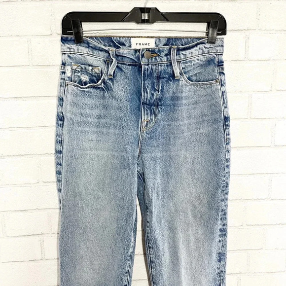 Frame Le Drew High Rise Bootcut Jeans in Cascade Blue Women's Waist Size 24 - Picture 3 of 9
